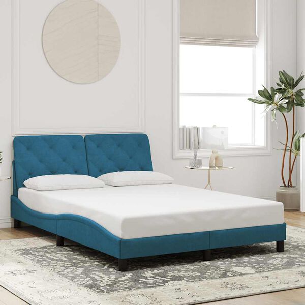 vidaXL Bedframe zonder matras fluweel blauw 120x200 cm