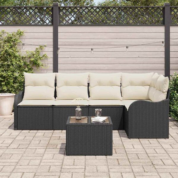 vidaXL Tuin Sofa Set met kussen 6 pcs Zwart Poly riet