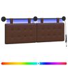vidaXL Hangend hoofdbord Met LED-verlichting Bruin Kunstleer