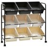 vidaXL Opbergtrolley met 9 bakken kunststof ombre