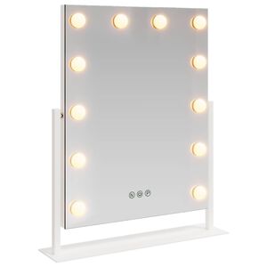 vidaXL LED Make-up Spiegel Wit 44 x 10 x 53 cm Glas en Staal