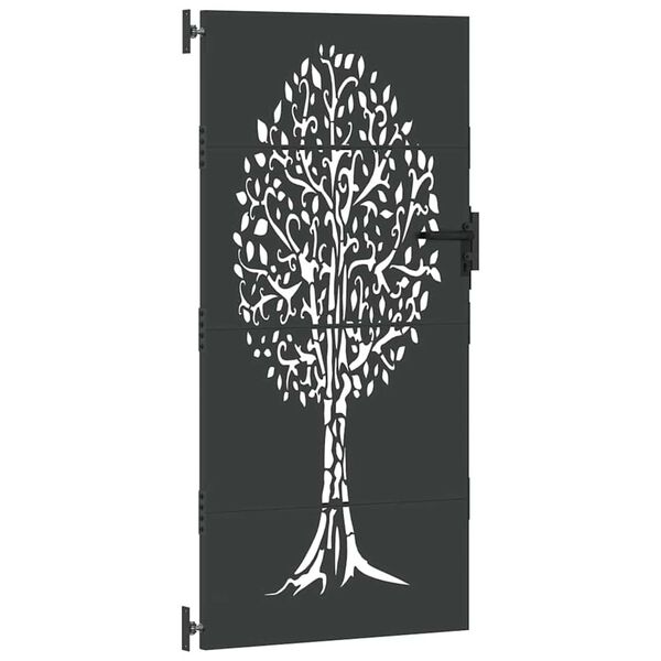 vidaXL Tuinpoort, Tuinpoort 85x75 cm Corten Staal Boomontwerp Zwart