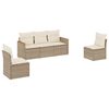 vidaXL 5-delige Loungeset met kussens poly rattan beige