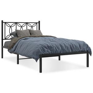 vidaXL Bedframe met hoofdbord metaal zwart 107x203 cm