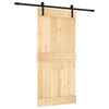 vidaXL Schuifdeur Naturel en Zwart 95 x 210 cm Massief Grenenhout