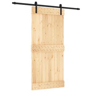 vidaXL Schuifdeur Naturel en Zwart 95 x 210 cm Massief Grenenhout