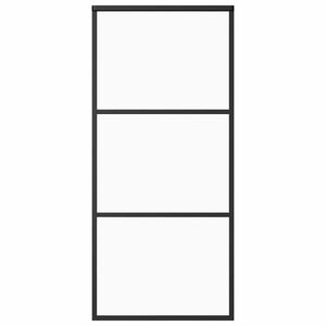 vidaXL Schuifdeur 90x205 cm ESG-glas en aluminium zwart