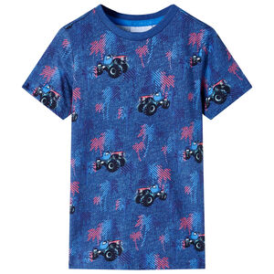 Kindershirt 104 gem&ecirc;leerd donkerblauw
