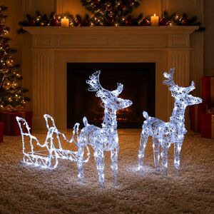 vidaXL Kerstversiering rendieren en slee 160 LED's 130 cm acryl