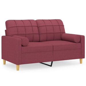 vidaXL Tweezitsbank met sierkussens 120 cm stof wijnrood