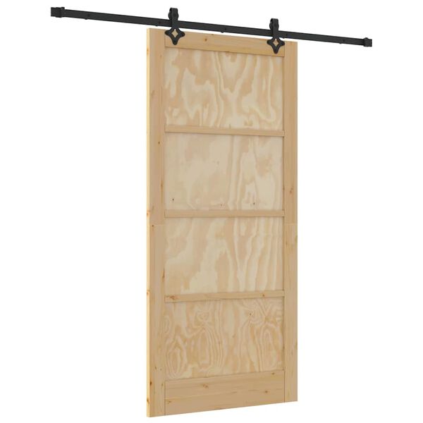 vidaXL Schuifdeur Natuurlijk en Zwart 93 x 202 cm Massief grenenhout