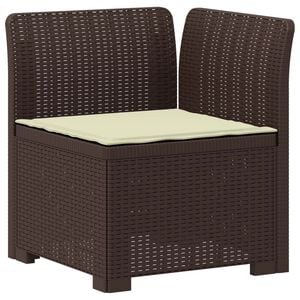 vidaXL E&eacute;npersoons Tuinbank met Kussen Rattan Look PP Bruin