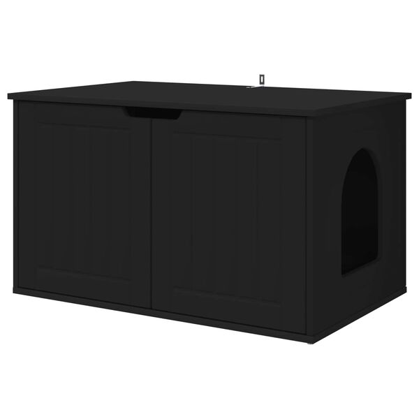 vidaXL Kattenhuis Zwart 85 x 55 x 50,5 cm Bewerkt hout