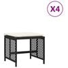vidaXL Tuinkrukken 4 st met kussens 41x41x36 cm poly rattan zwart