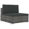 vidaXL 3-delige Loungeset met kussens poly rattan grijs