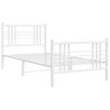 vidaXL Bedframe met hoofd- en voeteneinde metaal wit 107x203 cm