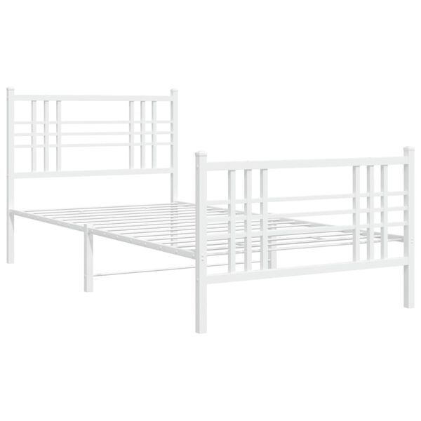 vidaXL Bedframe met hoofd- en voeteneinde metaal wit 107x203 cm