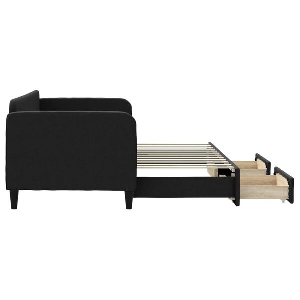 vidaXL Slaapbank met onderschuifbed en lades 80x200 cm stof zwart