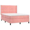 vidaXL Boxspring met matras fluweel roze 140x190 cm