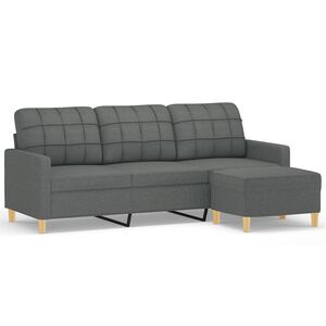 vidaXL Driezitsbank met voetenbank 180 cm stof donkergrijs