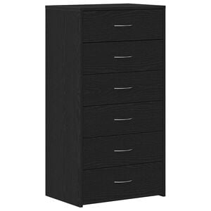 vidaXL Dressoir met 6 lades 50x34x96 cm spaanplaat zwart eikenkleurig