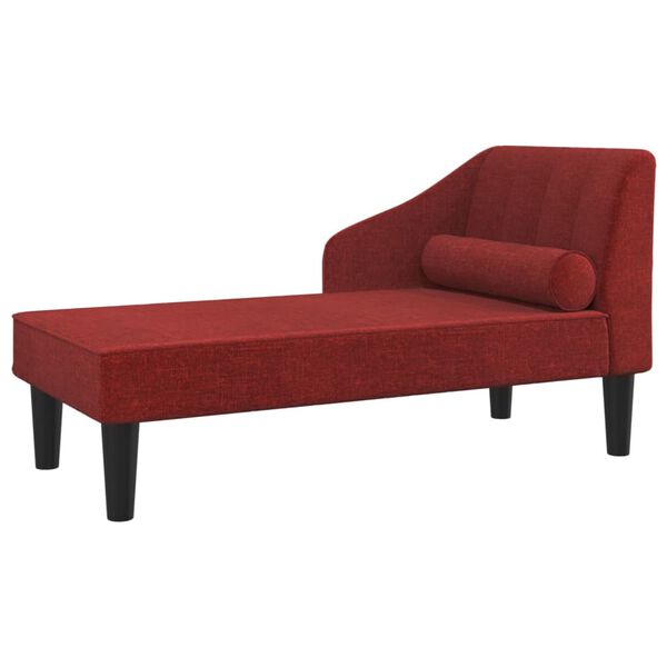 vidaXL Chaise longue met bolster stof wijnrood