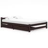 vidaXL Bedframe met 2 lades massief grenenhout donkerbruin 180x200 cm