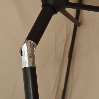 vidaXL Parasol met LED-verlichting en stalen paal 300 cm taupe