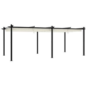 vidaXL Prieel met uittrekbaar dak 3x6 m aluminium cr&egrave;mekleurig