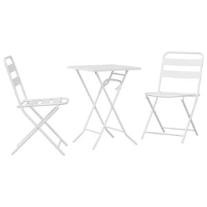vidaXL Tuin Bistro Set 3 st Wit Staal
