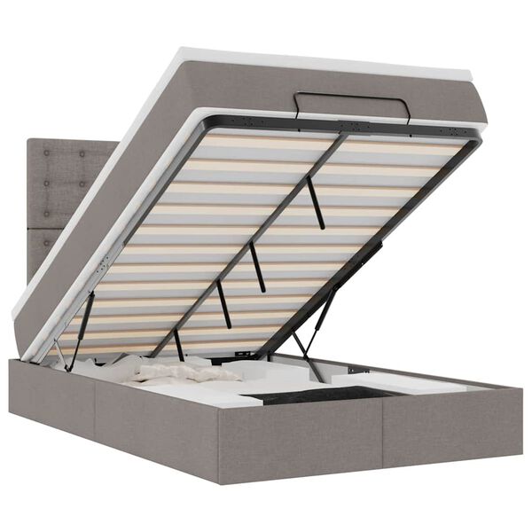 vidaXL Ottoman bed met matras 120x190 cm stof taupe