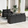 vidaXL Tuin Sofa Set met kussen 6 pcs Zwart Poly rattan, staal en glas
