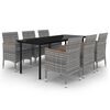 vidaXL 7-delige Tuinset met kussens poly rattan en glas
