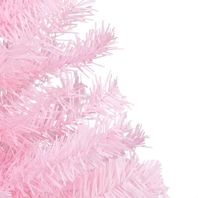 vidaXL Kunstkerstboom met verlichting en standaard 150 cm PVC roze