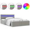 vidaXL Bedframe met opbergruimte en LED stof lichtgrijs 140x200 cm