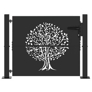 vidaXL Tuinpoort 110 x 105 cm Poedergecoat staal Zwart Vergrendelbaar