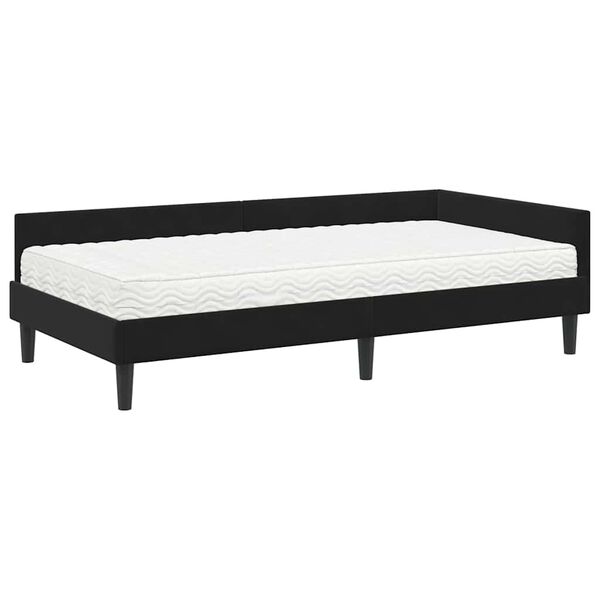 vidaXL Hoekbedframe met Matras Anders 2 pcs Zwart Fluweel