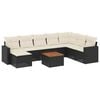 vidaXL 9-delige Loungeset met kussens poly rattan zwart
