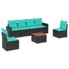 vidaXL 7-delige Loungeset met kussens poly rattan zwart