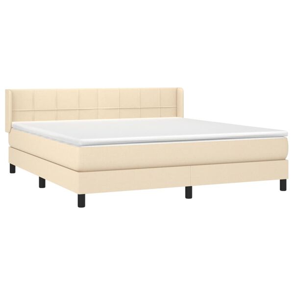 vidaXL Boxspring met matras stof cr&egrave;mekleurig 160x200 cm