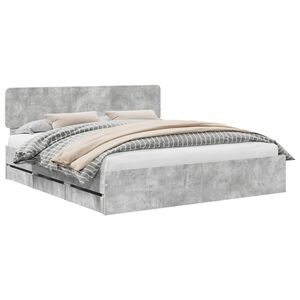 vidaXL Bedframe met lade Beton Grijs 200 x 200 cm Geconstrueerd hout