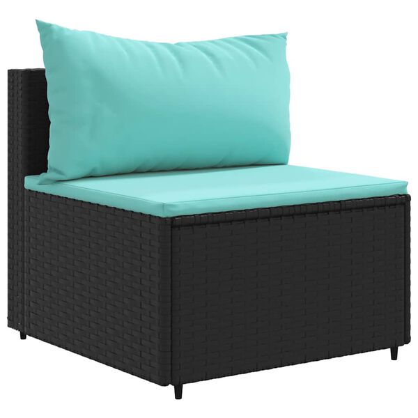 vidaXL 8-delige Loungeset met kussens poly rattan zwart