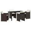 vidaXL Tuin eettafelset met kussen 5 pcs Bruin poly rattan
