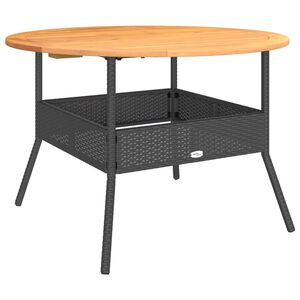 vidaXL Tuintafel met acaciahouten blad &Oslash;110x71 cm poly rattan zwart