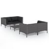vidaXL 5-delige Loungeset met kussens poly rattan donkergrijs