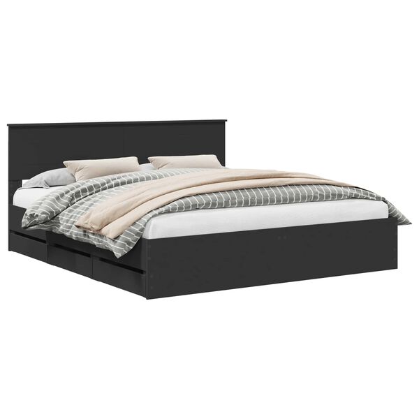 vidaXL Bedframe met lade met opslag Zwart 200 x 200 cm Ingenieurshout