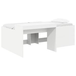 vidaXL Hoge Bed Frame met Bureau voor Kinderen Wit 98.5 x 200 cm