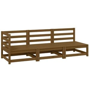 vidaXL 3-delige Loungeset massief grenenhout honingbruin