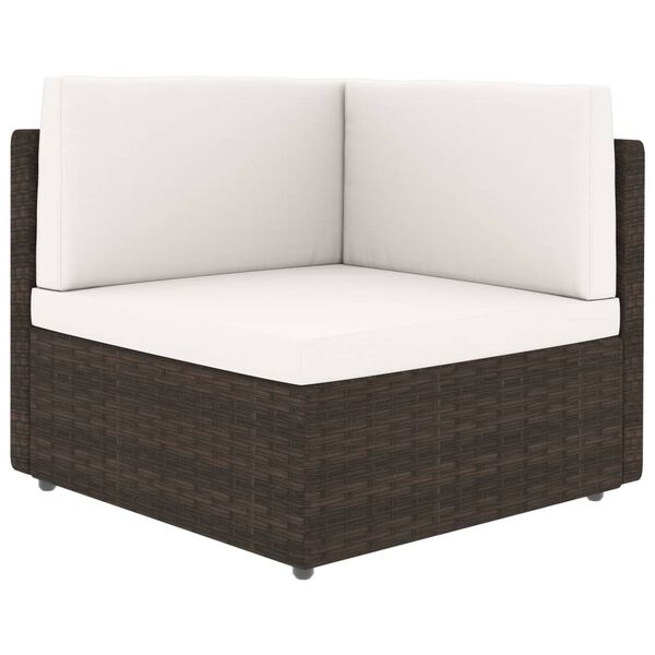 vidaXL 5-delige Loungeset met kussens poly rattan bruin