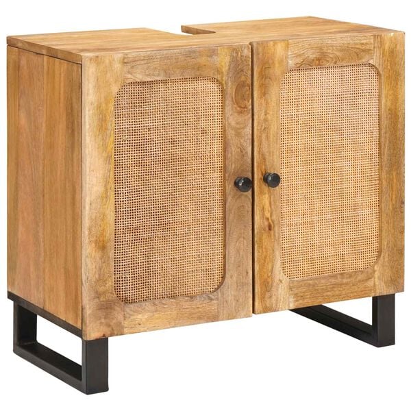 vidaXL Badkamer Sets met lade met plank Naturel Massief Mango Hout